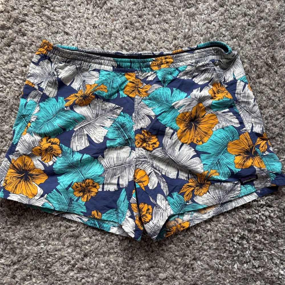 Patagonia Baggies Blue Floral Shorts Large